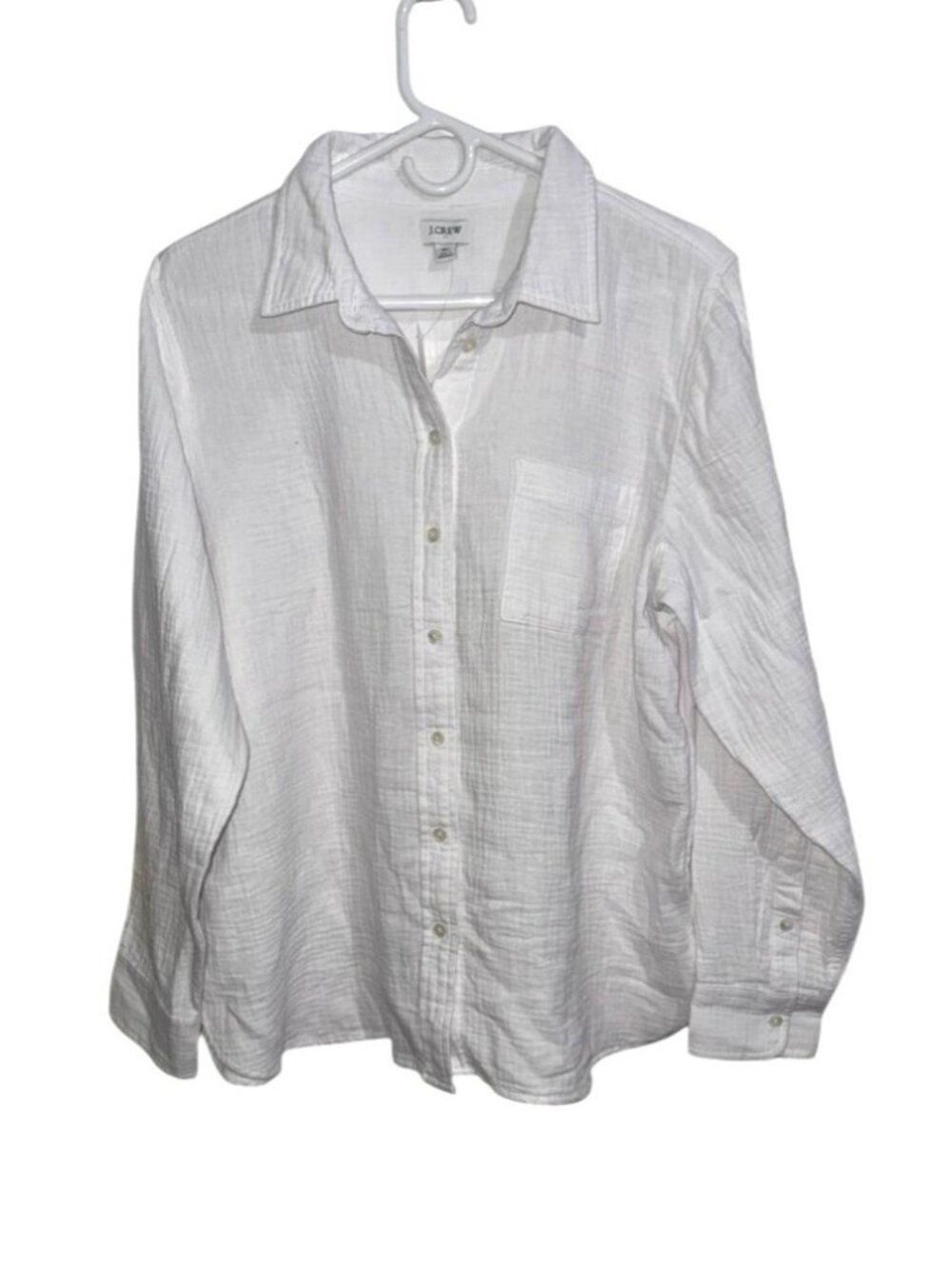 J.Crew White Button-Up Shirt XL 100% Cotton Long Sleeve Collared Lightweight Cas
